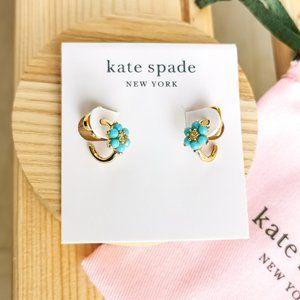 Kate Spade Myosotis Flower Gold Huggie Earrings